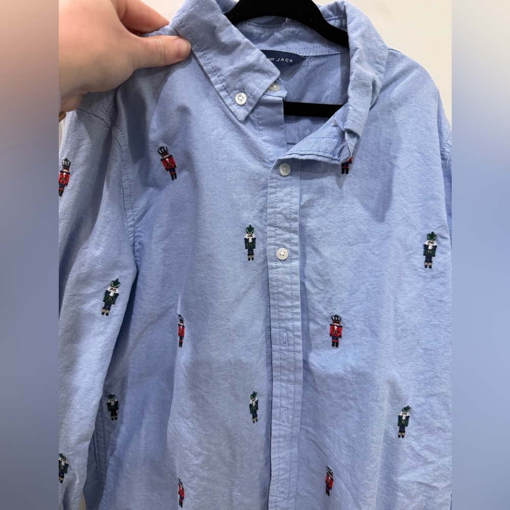 Janie and Jack Blue Shirt with Nutcracker Embroidery